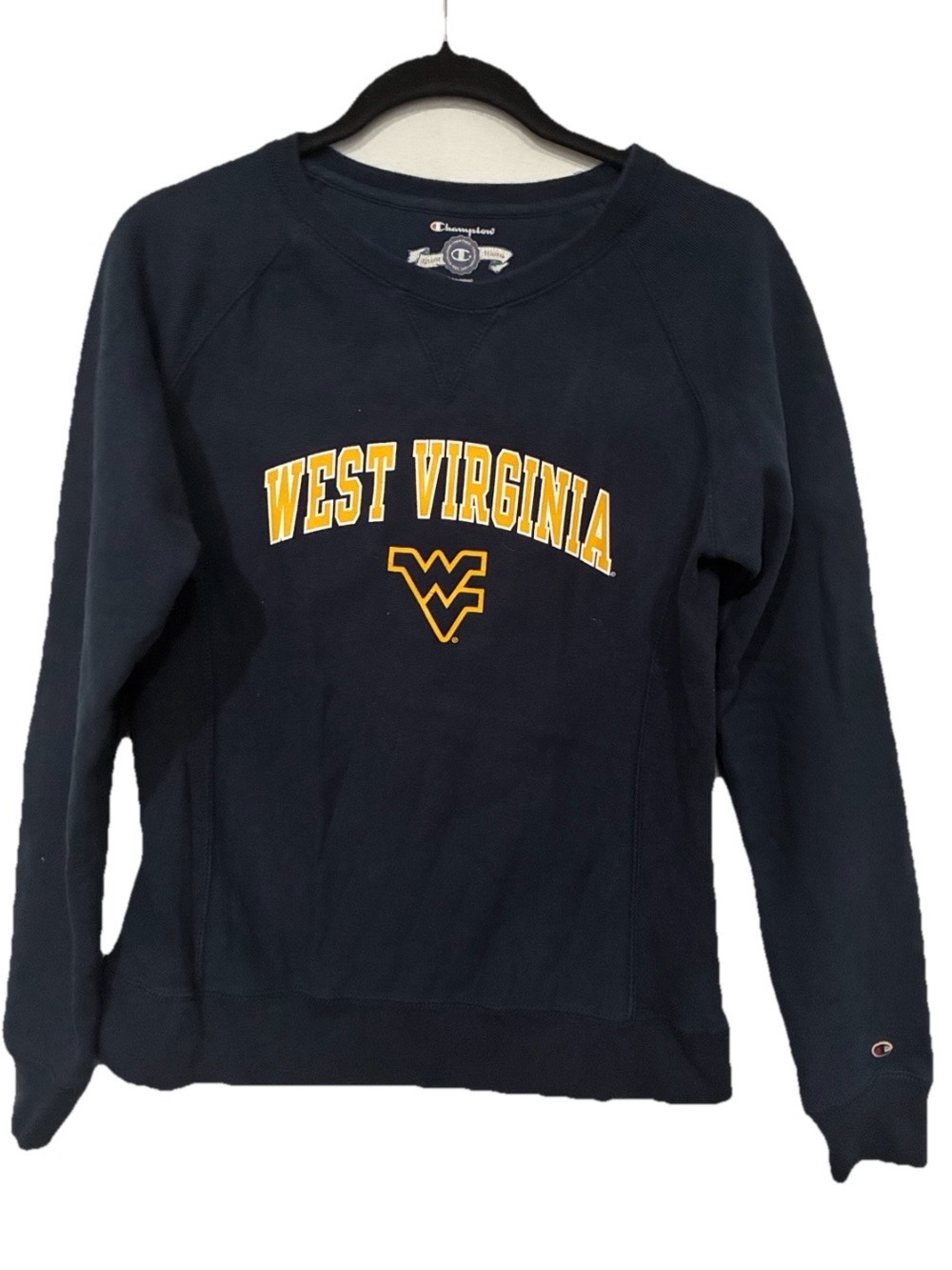 Champion Navy West Virginia a university Moutaineers Graphic Crewneck Sweatshirt
